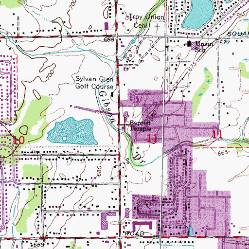 Topographic Map of Baptist Temple, MI