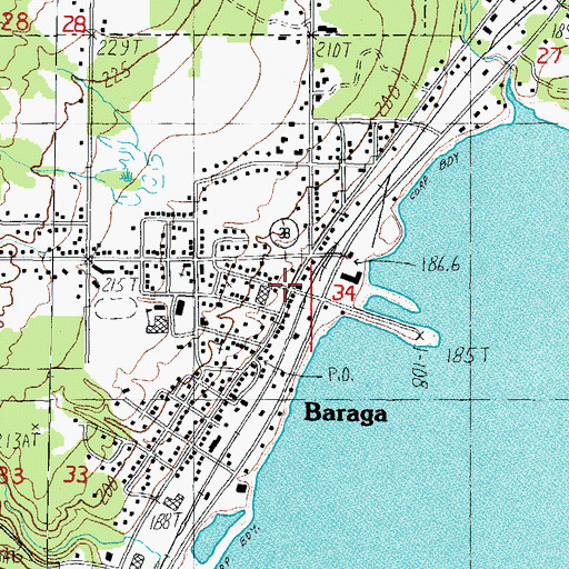 Topographic Map of Baraga, MI