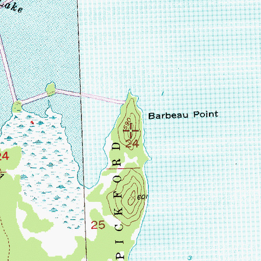 Topographic Map of Barbeau Point, MI