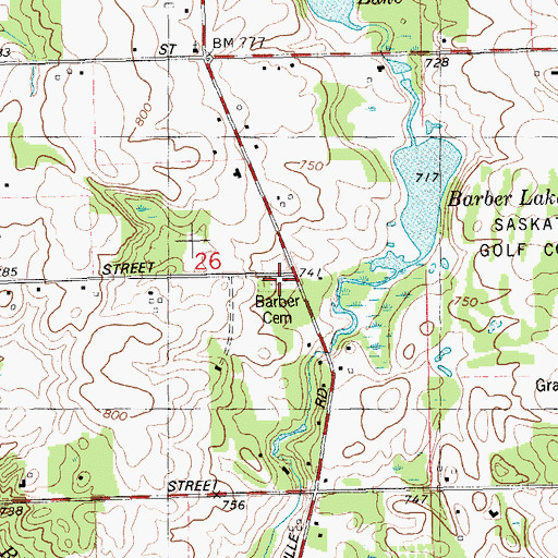 Topographic Map of Barber Cemetery, MI