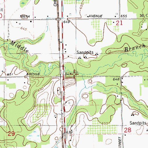 Topographic Map of Barber Creek, MI