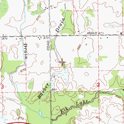 Topographic Map of Barber Drain, MI