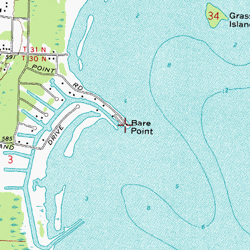 Topographic Map of Bare Point, MI