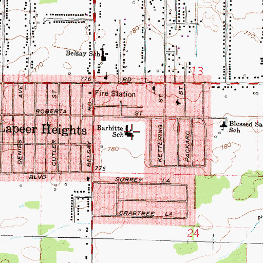 Topographic Map of Barhitte School, MI