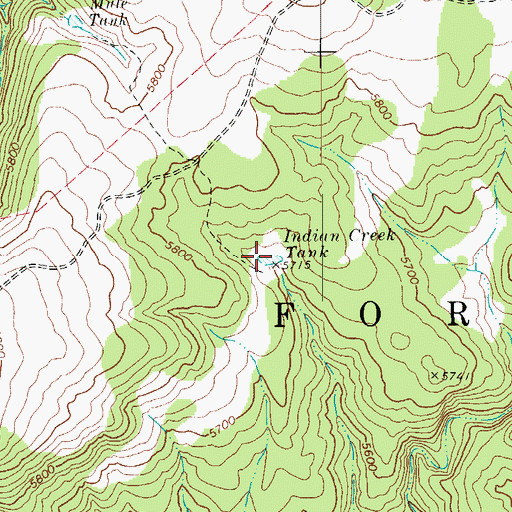 Topographic Map of Indian Creek Tank, AZ