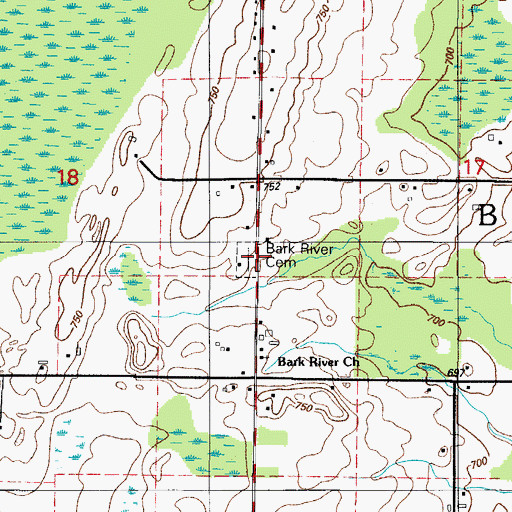 Topographic Map of Bark River Cemetery, MI