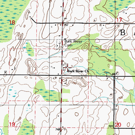 Topographic Map of Bark River Church, MI