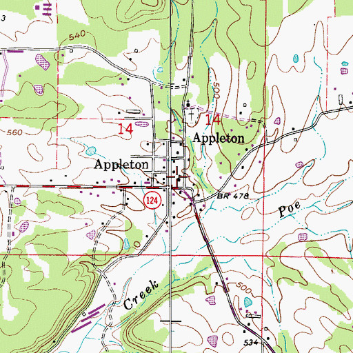 Topographic Map of Appleton School (historical), AR