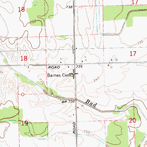 Topographic Map of Barnes Cemetery, MI