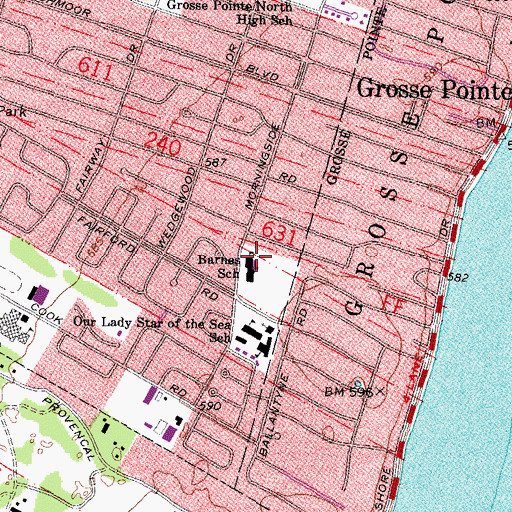 Topographic Map of Barnes School, MI