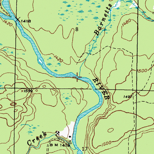 Topographic Map of Barnetts Creek, MI