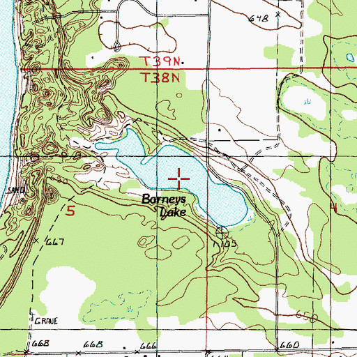 Topographic Map of Barneys Lake, MI