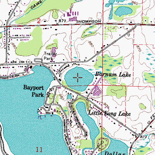 Topographic Map of Barnum Lake, MI