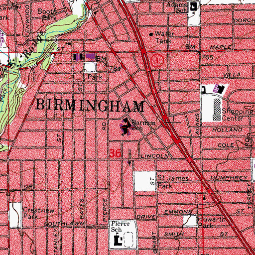 Topographic Map of Barnum School, MI