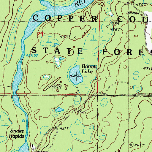Topographic Map of Barrett Lake, MI