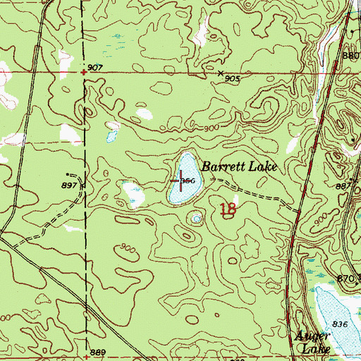 Topographic Map of Barrett Lake, MI