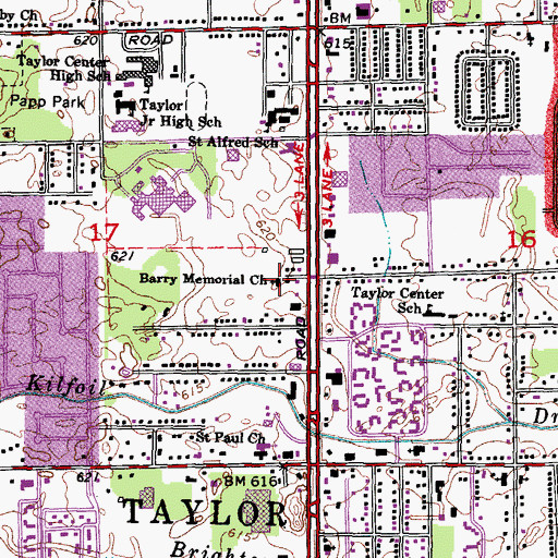 Topographic Map of Barry Memorial Church, MI