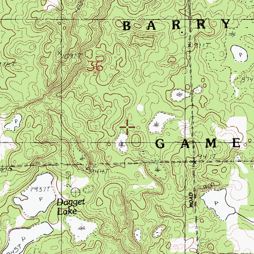 Topographic Map of Barry State Game Area, MI