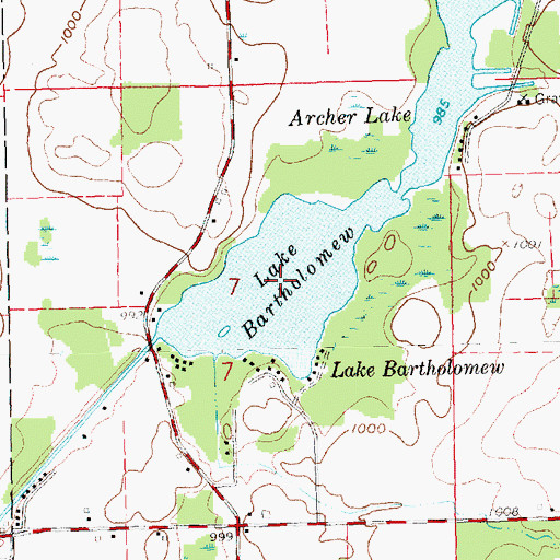 Topographic Map of Lake Bartholomew, MI