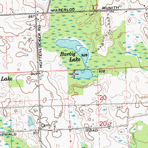 Topographic Map of Bartig Lake, MI