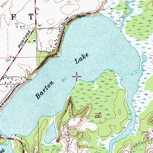 Topographic Map of Barton Lake, MI