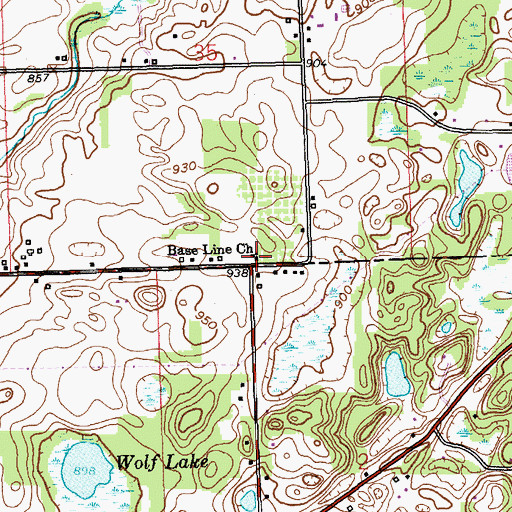 Topographic Map of Base Line Church, MI