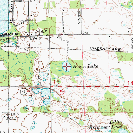 Topographic Map of Basin Lake, MI