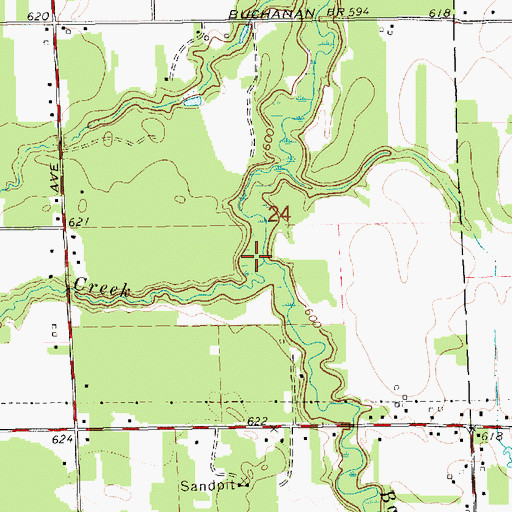 Topographic Map of Bass Creek, MI