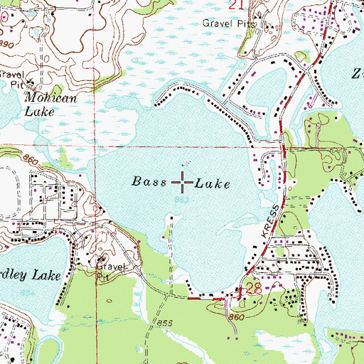 Topographic Map of Bass Lake, MI