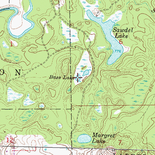 Topographic Map of Bass Lake, MI