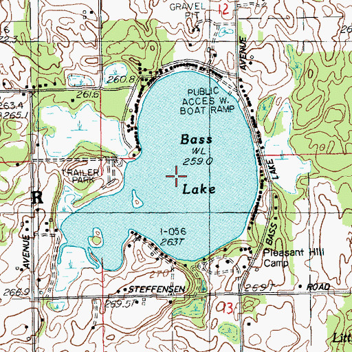 Topographic Map of Bass Lake, MI