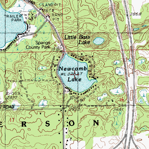 Topographic Map of Bass Lake, MI