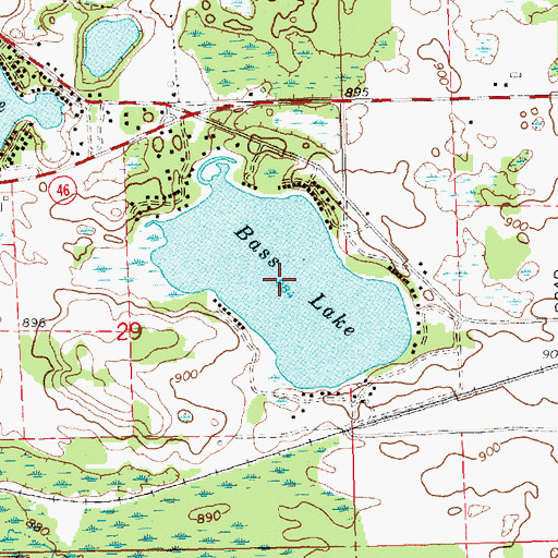 Topographic Map of Bass Lake, MI