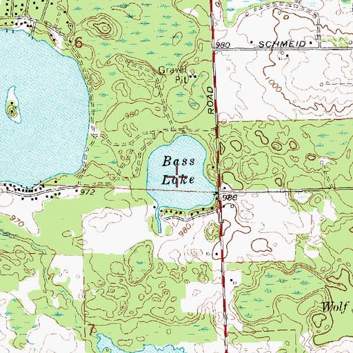 Topographic Map of Bass Lake, MI