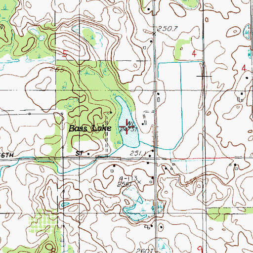 Topographic Map of Bass Lake, MI