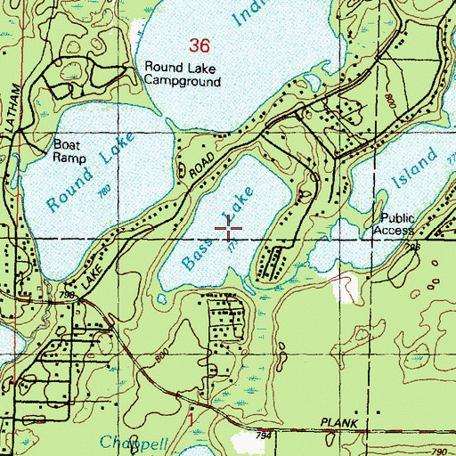 Topographic Map of Bass Lake, MI