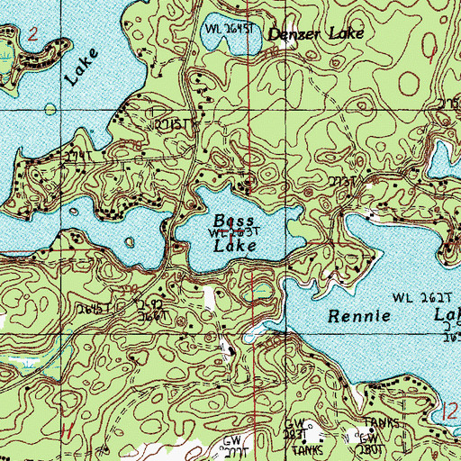 Topographic Map of Bass Lake, MI