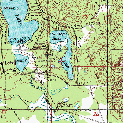Topographic Map of Bass Lake, MI