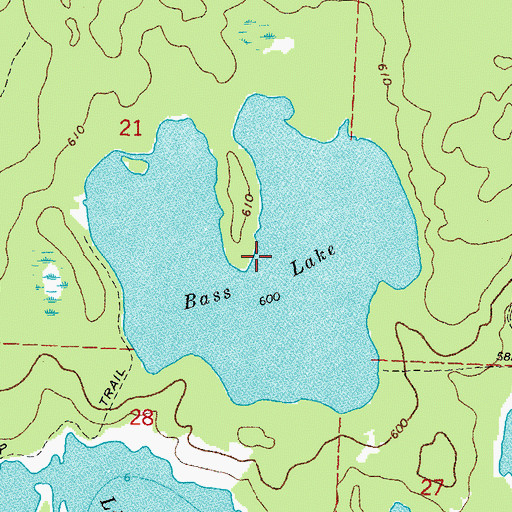 Topographic Map of Bass Lake, MI
