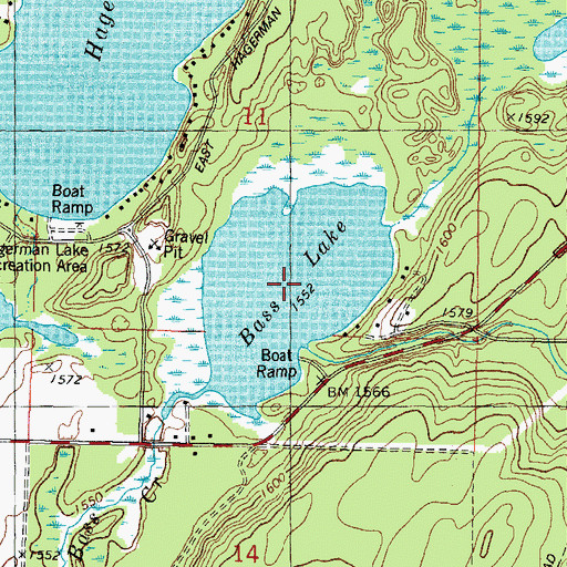 Topographic Map of Bass Lake, MI