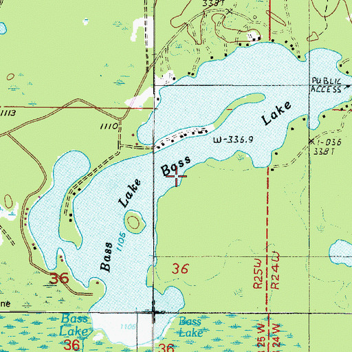 Topographic Map of Bass Lake, MI