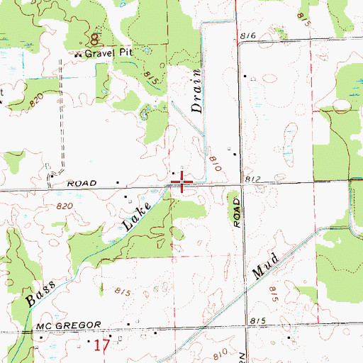 Topographic Map of Bass Lake Drain, MI