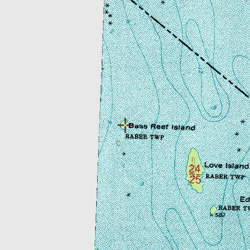 Topographic Map of Bass Reef Island, MI