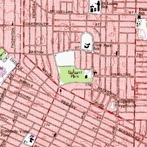 Topographic Map of Bassett Park, MI