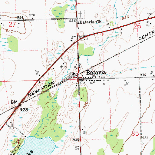 Topographic Map of Batavia, MI