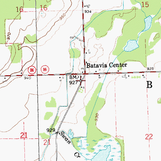 Topographic Map of Batavia Center, MI