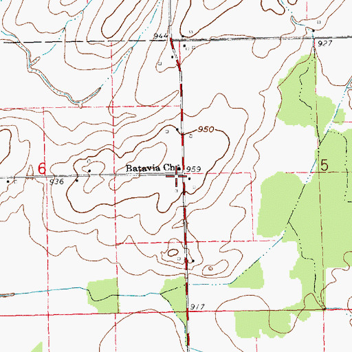 Topographic Map of Batavia Church, MI