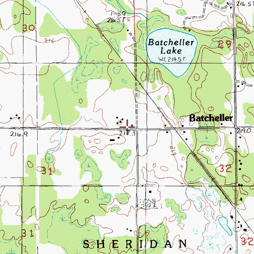 Topographic Map of Batcheller School, MI