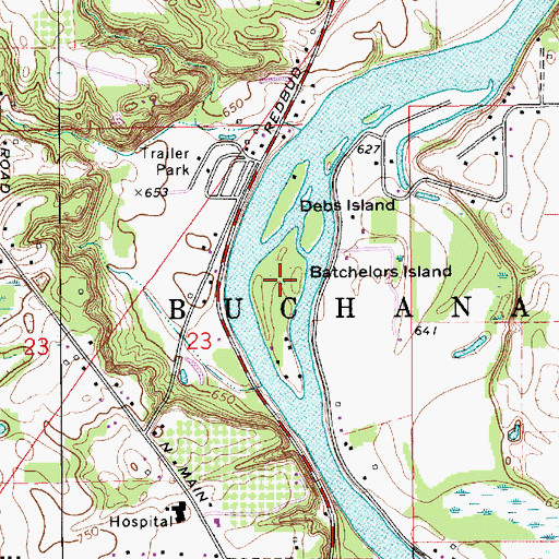 Topographic Map of Batchelors Island, MI