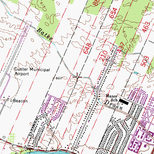 Topographic Map of Bates Drain, MI